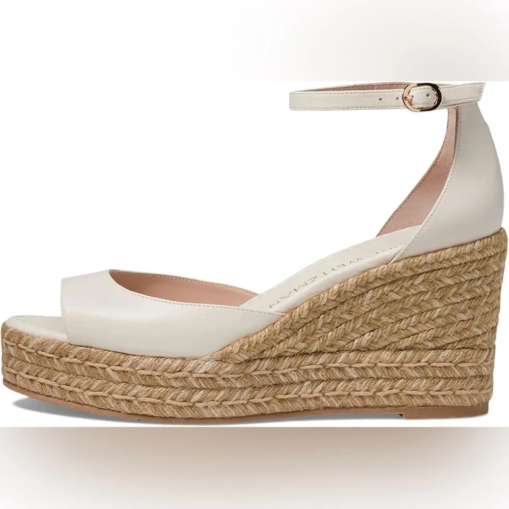 NWOT Stuart Weitzman Nudistia Espadrille Wedge Platforms in off White Size 9